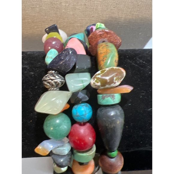 Multi-Gemstone Wire Bead And Chip Wrap Bracelet -- 23" - Picture 3 of 9